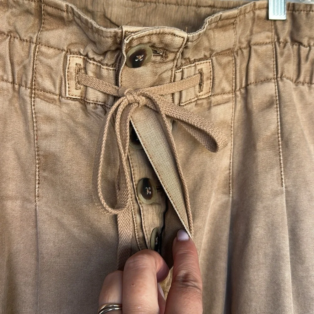 Free People Margate Paper Bag Waist Pants Barrel Leg Elastic Waist Utility Sz S - Picture 9 of 15